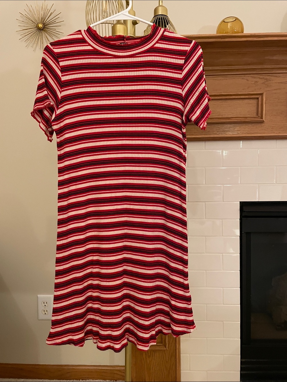 🎆Festive Summer Dress🇺🇸 wild fable Red & White Striped Ribbed Tee Dress